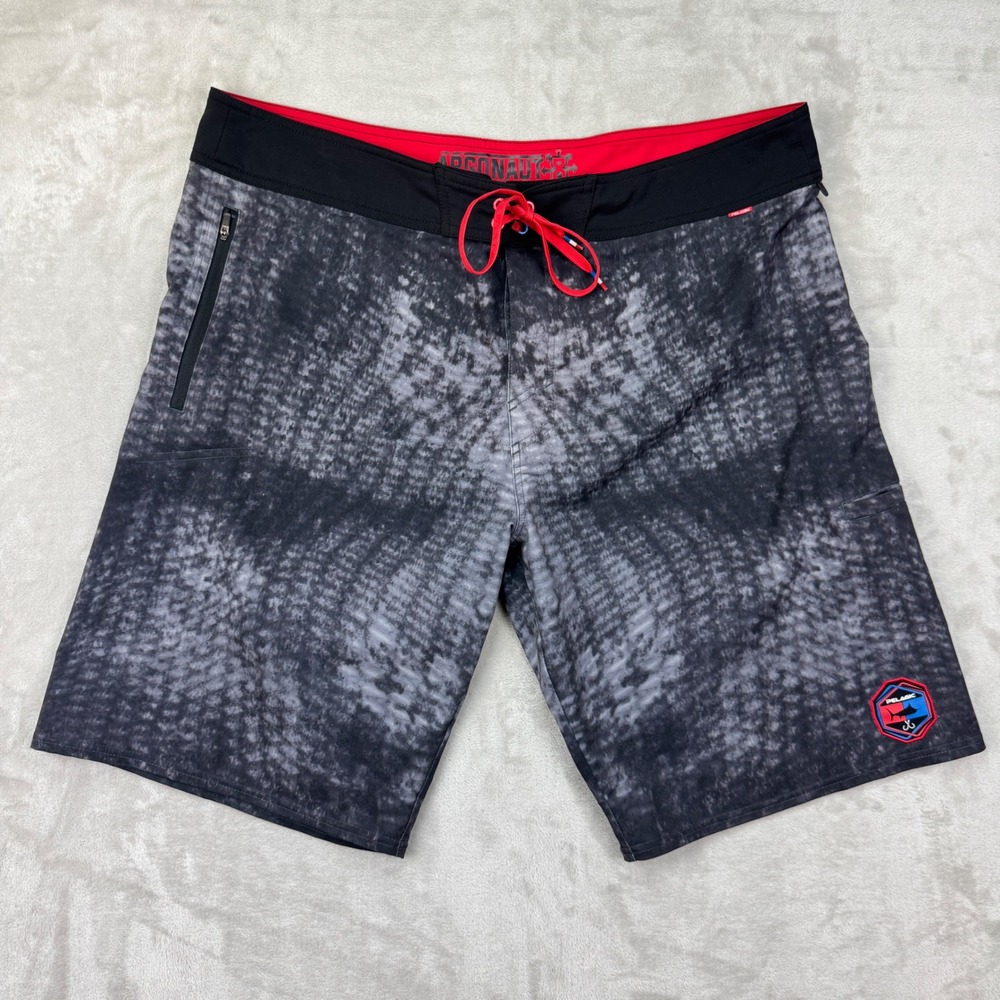 Pelagic Argonaut Board Shorts Mens 40 Gray Fish Scale Print Fishing Swim Trunks